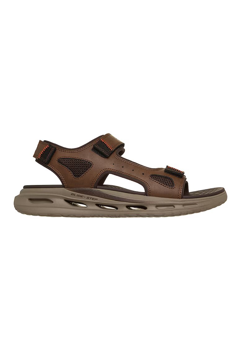 Skechers Sandale cu talpa plata si inchidere velcro - Maro