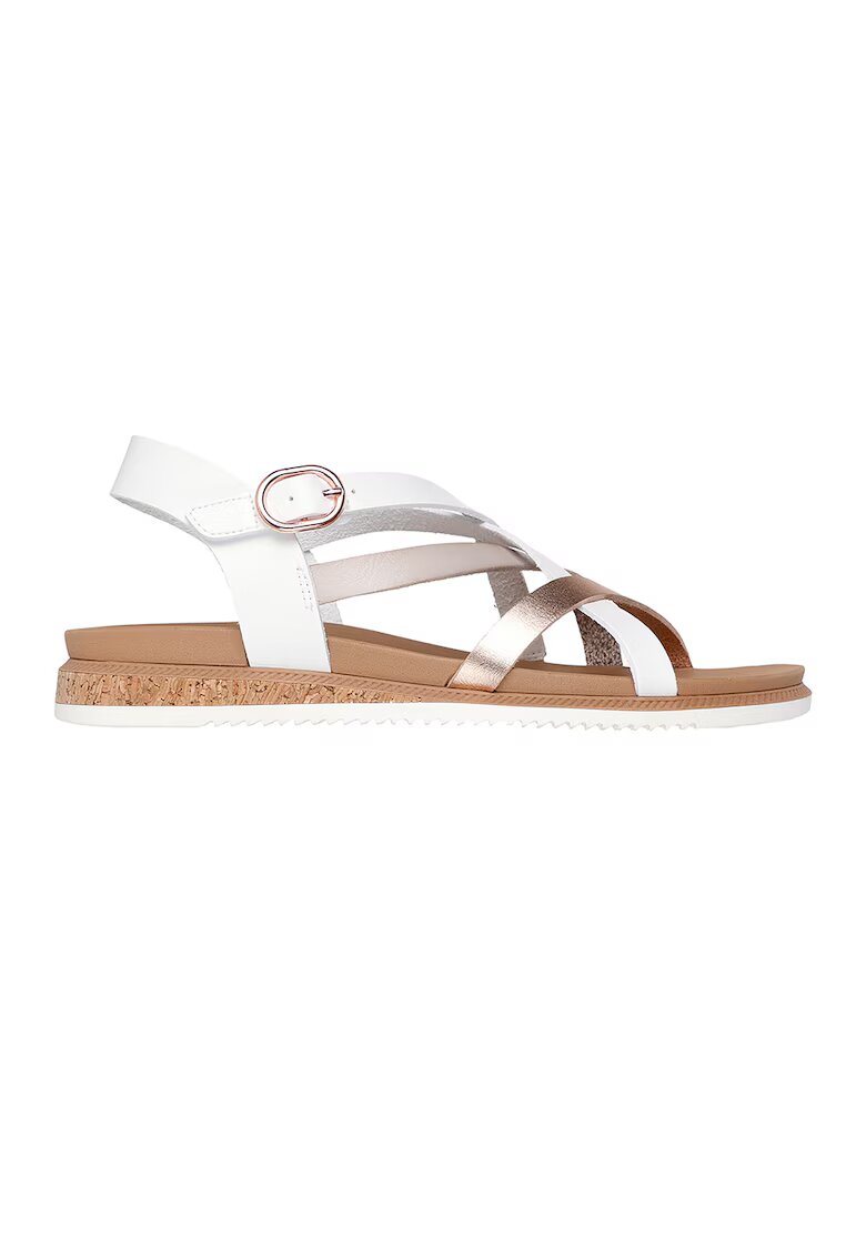 Skechers Sandale de piele ecologica cu barete multiple - Alb/Auriu