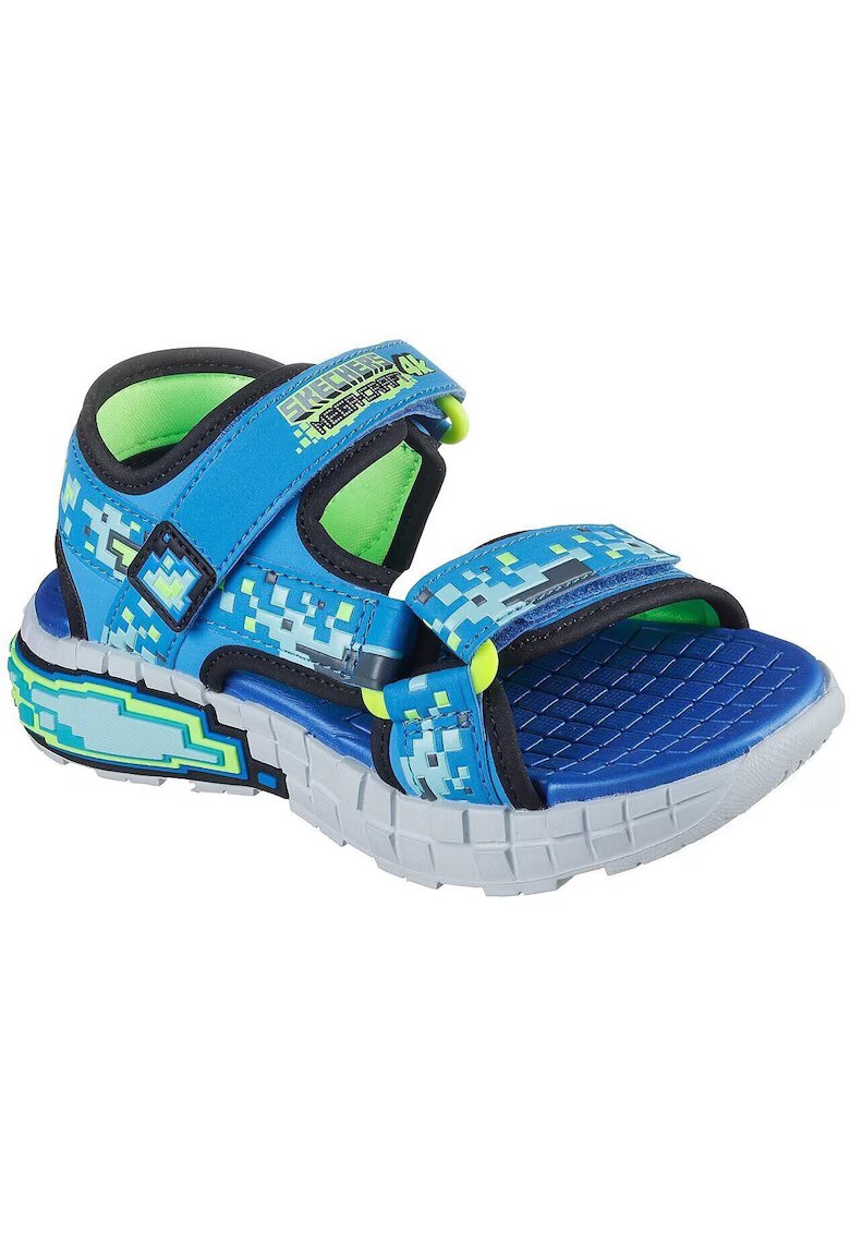 Skechers Sandale Mega Craft cu velcro si talpa plata - Albastru