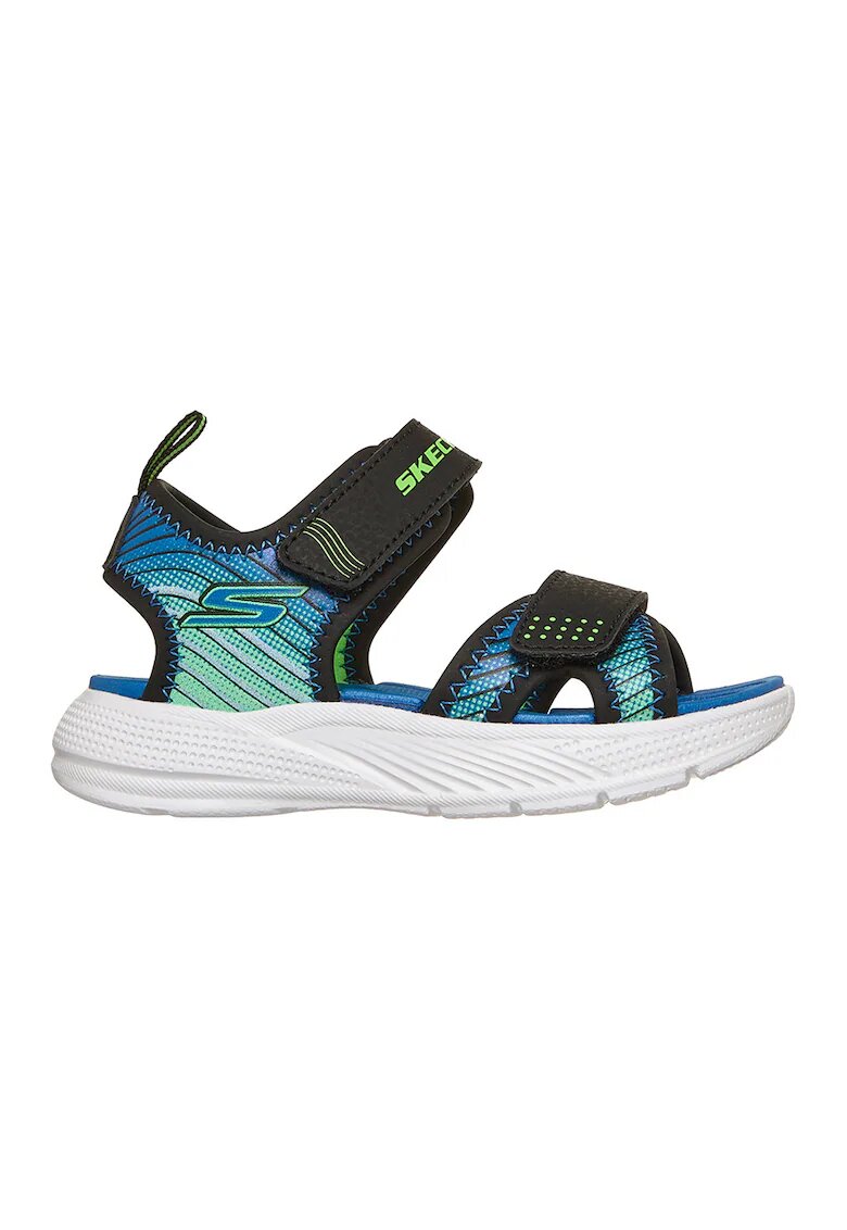 Skechers Sandale Microspec-Splash de piele ecologica cu velcro - Negru stins/Verde menta