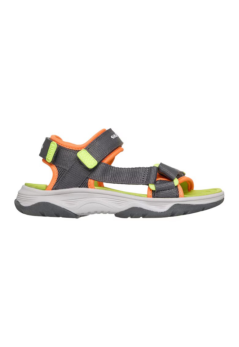 Skechers Sandale Tread Seeker wedge cu velcro - Portocaliu/Verde lime/Gri inchis
