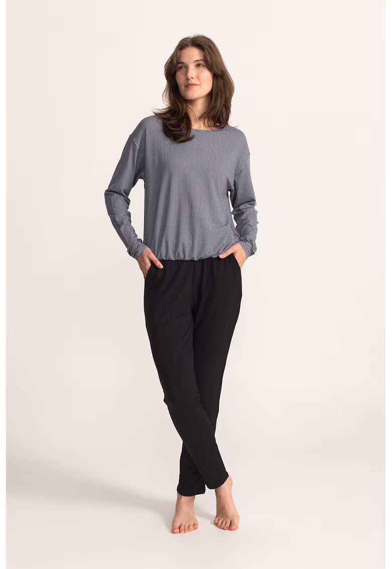 Soft  Seven BY SOFIAMAN Pijama cu maneci lungi Relax Time - Alb/Negru