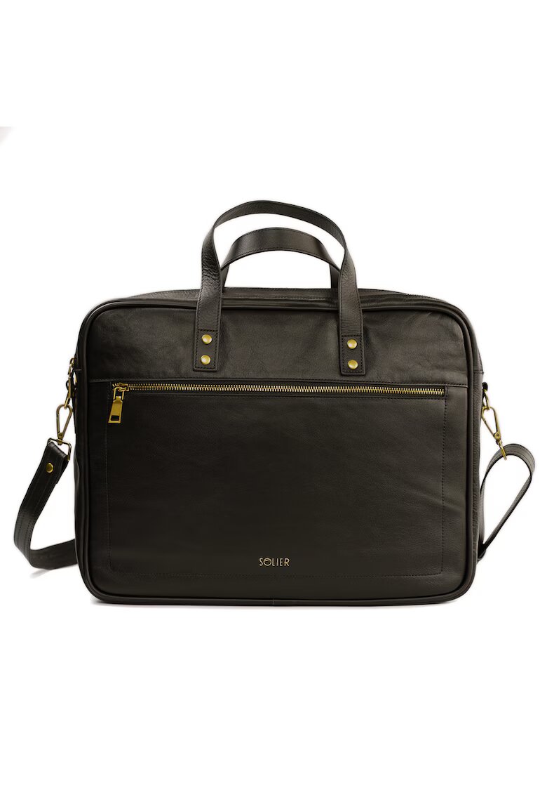 sOliver Geanta de laptop din piele SL05 NEWBRIDGE - maro inchis