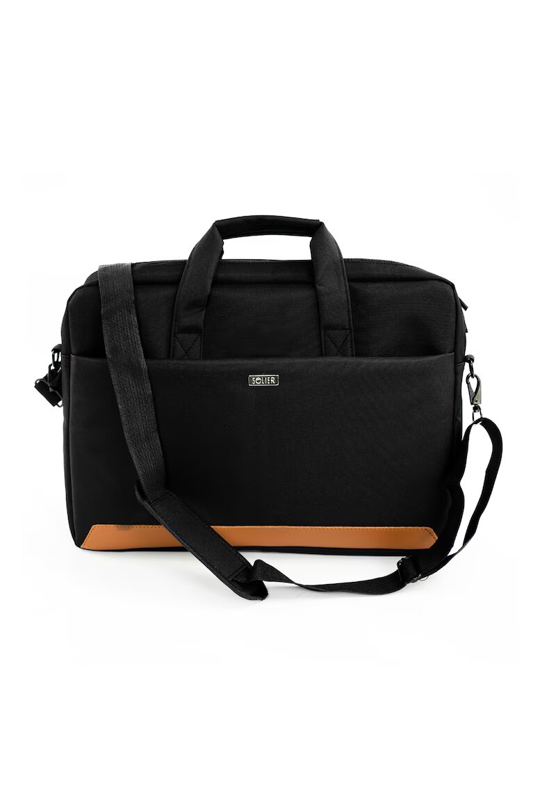 sOliver Geanta laptop 15 -6" textila neagra SM03 Darwen - unisex - format A4 - 3 buzunare - curea de umar - prindere pe troler - usoara si eleganta