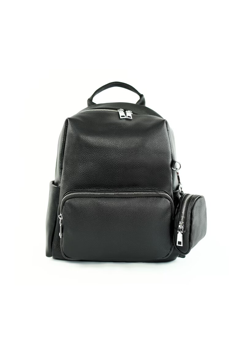 sOliver Rucsac dama FV12 Belle - piele naturala - negru - 25x31x12 cm - 2 buzunare exterioare - bretele reglabile - breloc-portfard