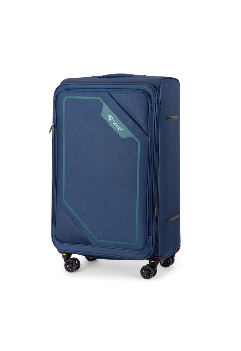sOliver Troler textil mediu M 23" SOFTFLEX 2240 bleumarin-verde