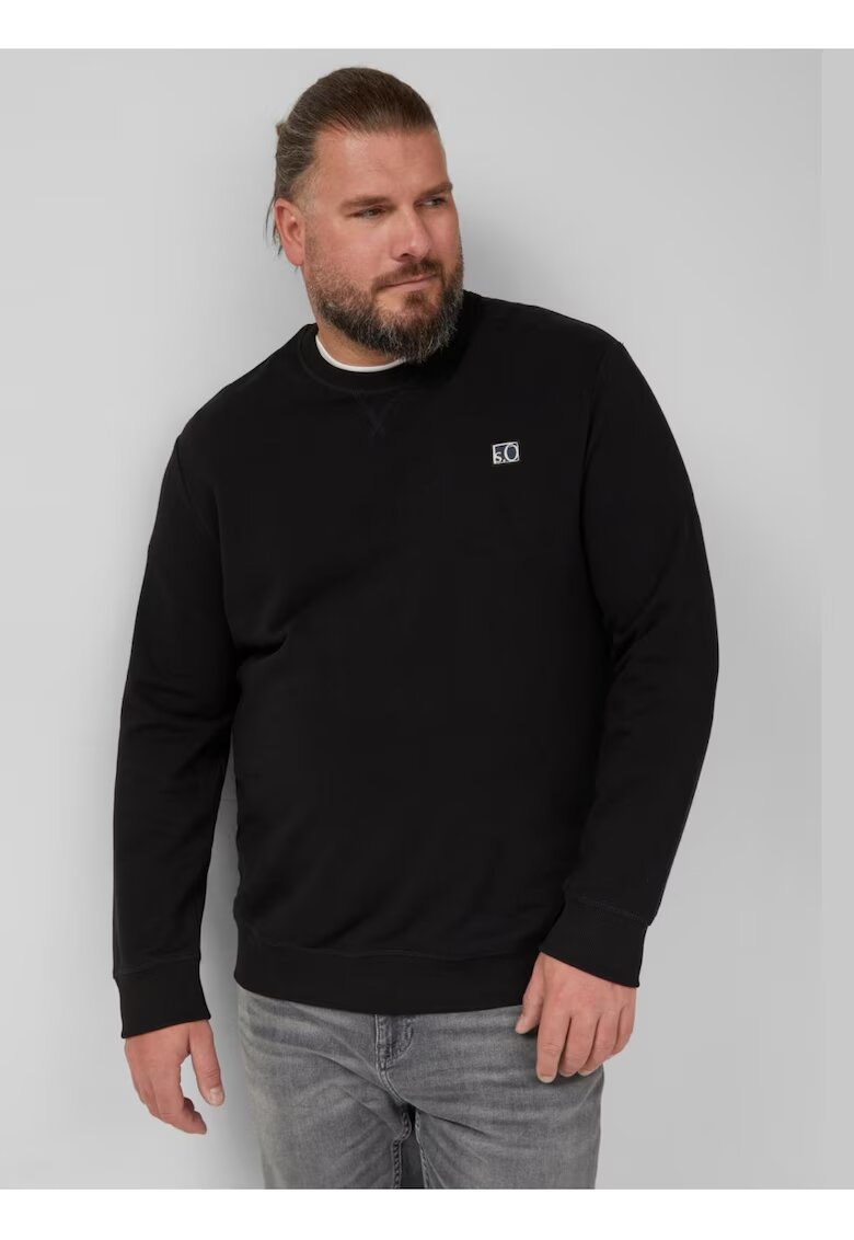 sOliver Big Sizes Bluza barbati big sizes - cu decolteu la baza gatului - logo - Negru