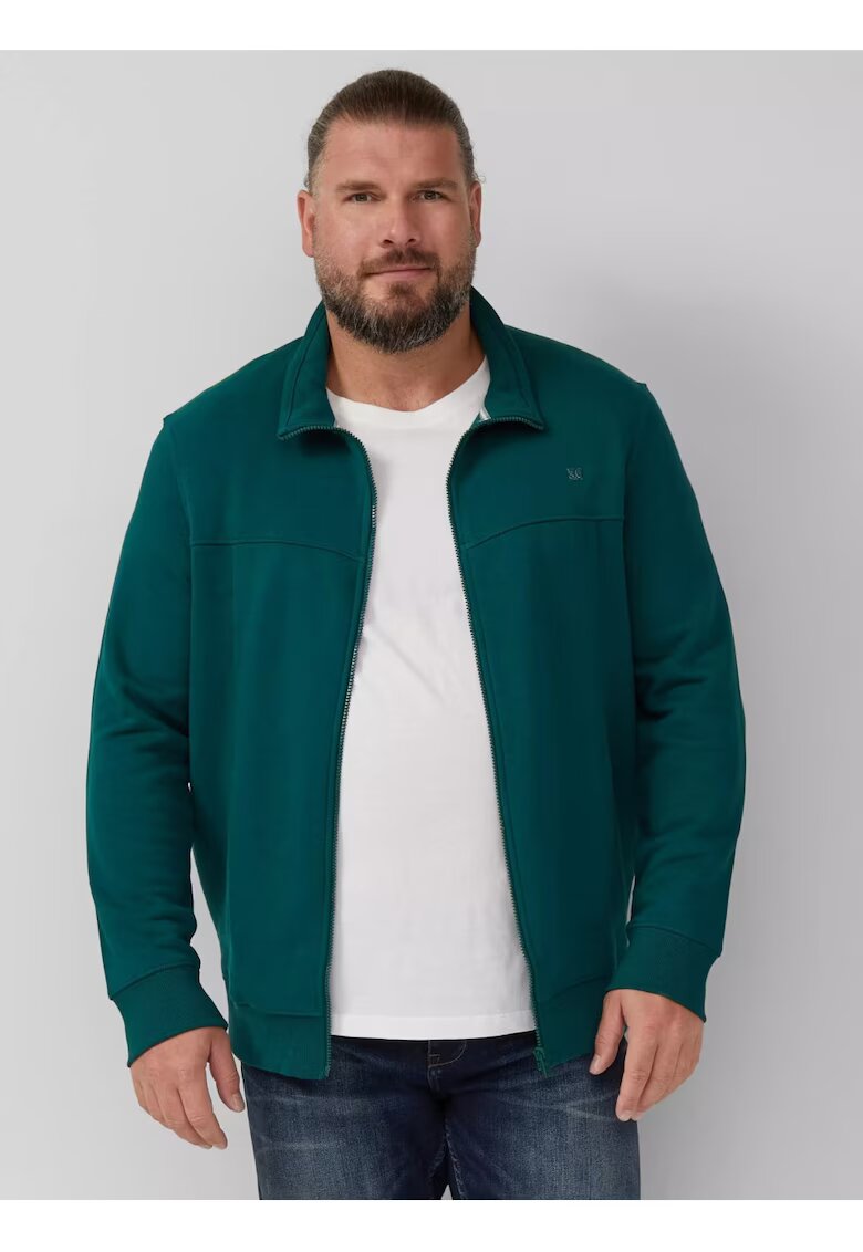 sOliver Big Sizes Bluza barbati big sizes cu guler inalt si fermoar - Regular fit - Verde
