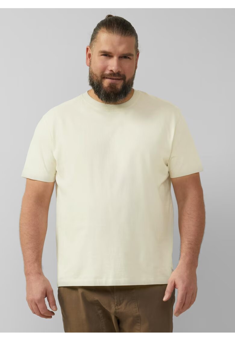 sOliver Big Sizes Tricou barbati big sizes din jerseu moale de bumbac - Regular fit - Crem