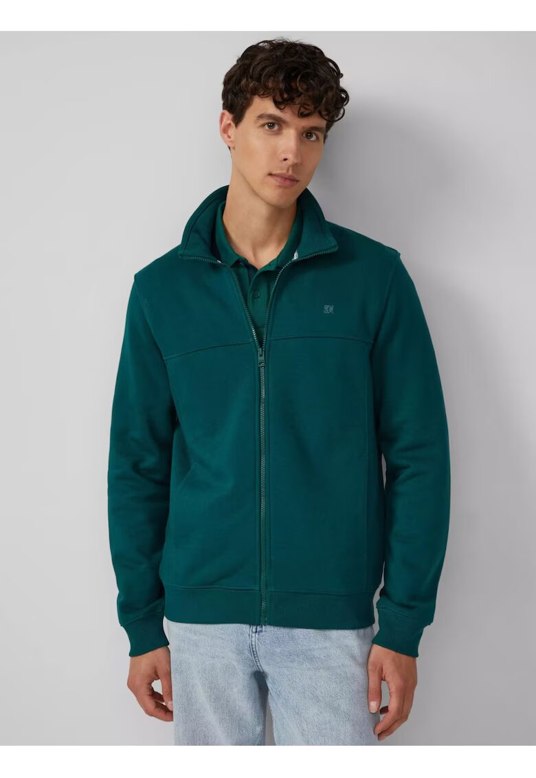 sOliver Bluza sport cu guler inalt si fermoar - Regular fit - Verde