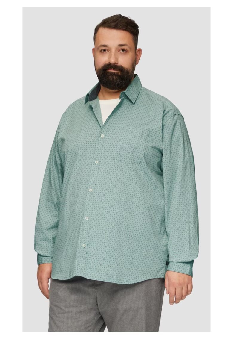 sOliver Camasa barbati big sizes - cu maneca lunga si imprimeu floral - Slim Fit - Verde deschis - Verde deschis