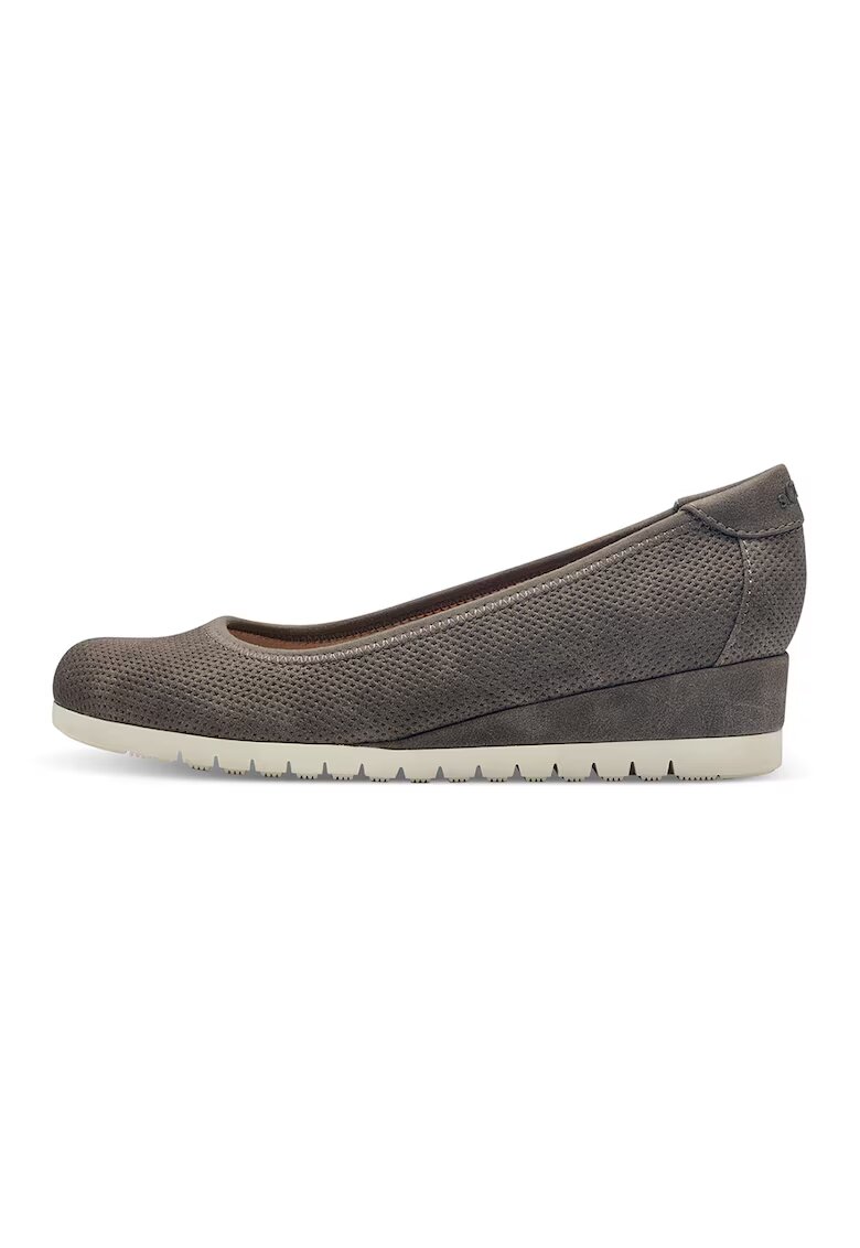 sOliver Pantofi wedge de piele ecologica - Maro taupe