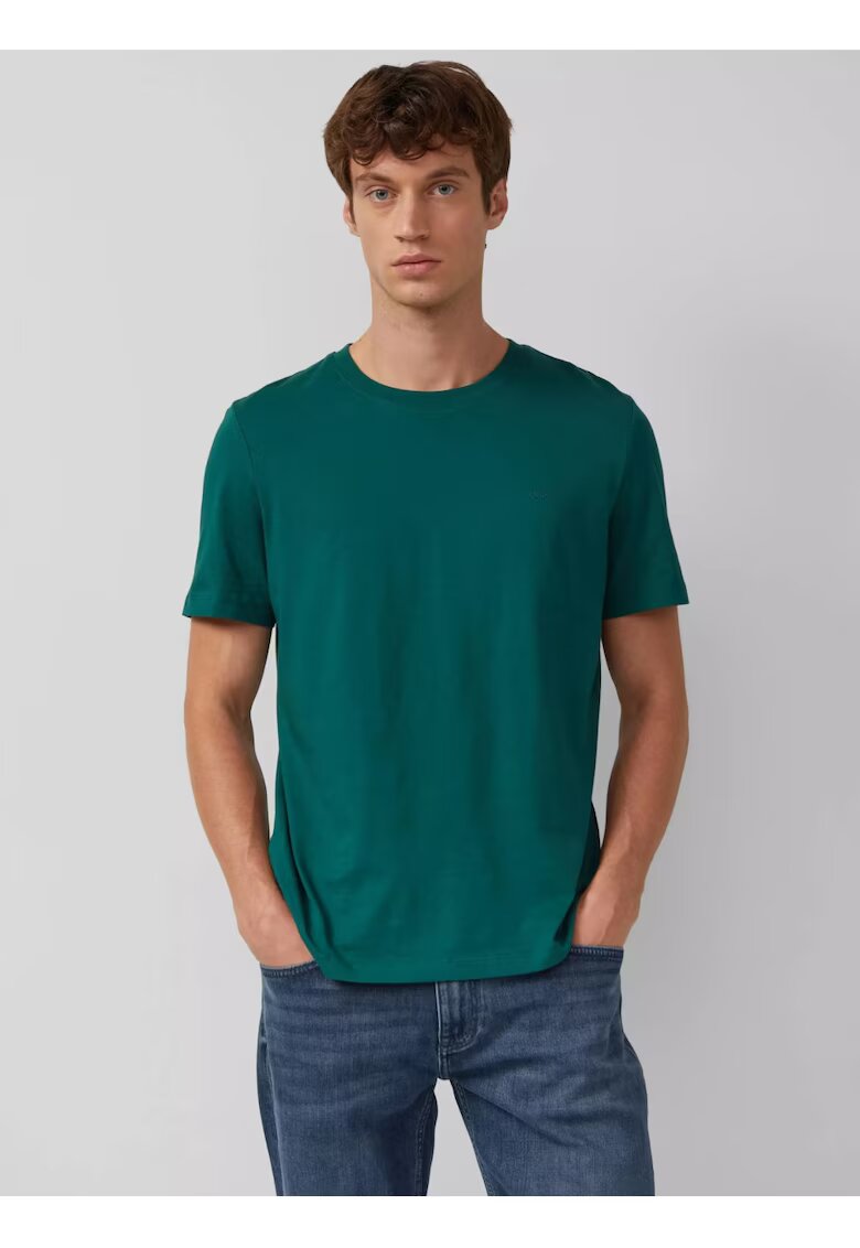 sOliver Tricou din bumbac cu decolteu la baza gatului - Verde inchis