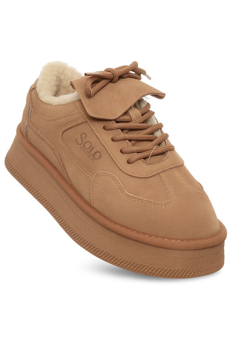 Soprani Couture Pantofi dama - piele naturala/textil - maro