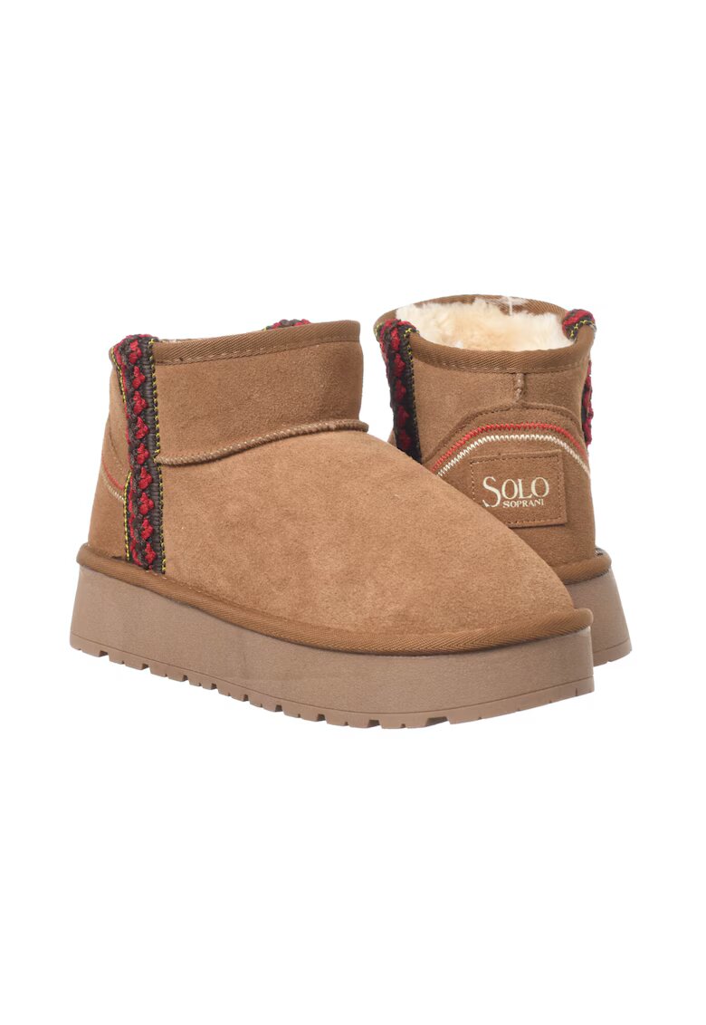 Soprani Couture Pantofi de dama HOTA Seude Triming piele cu rosu - Maro