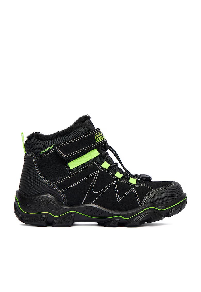 Sprandi Ghete sport baieti - piele naturala - negru/verde