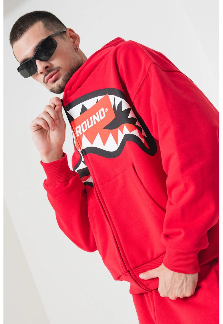 Sprayground Hanorac de bumbac cu model grafic - Rosu