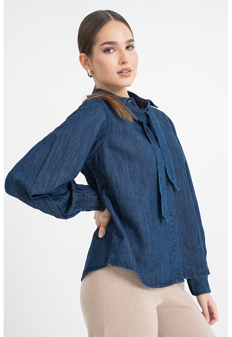Stefanel Camasa de denim cu funda - Albastru inchis