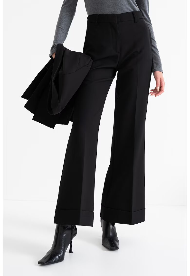 Stefanel Pantaloni evazati cu talie inalta - Negru