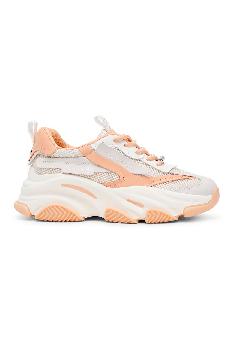 Steve Madden Pantofi sport cu insertii de plasa Possession-E - Piersica/Alb murdar