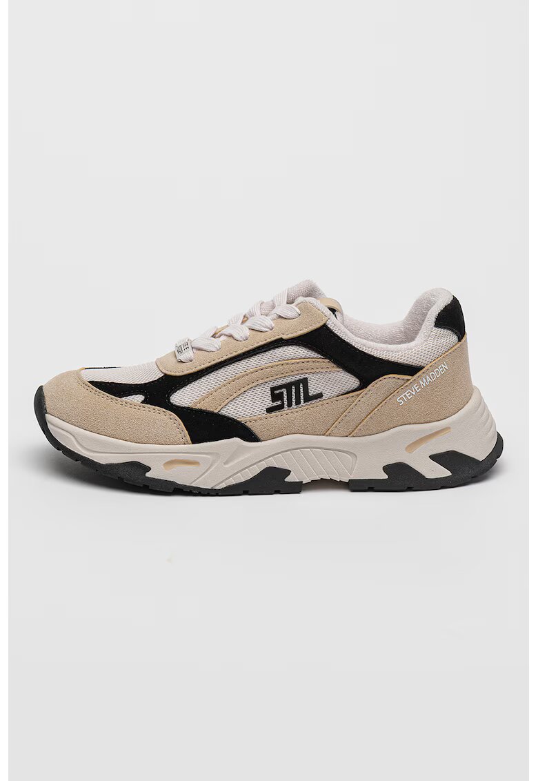 Steve Madden Pantofi sport cu piele intoarsa Sneak Peak-E - Alb/Negru/Bej