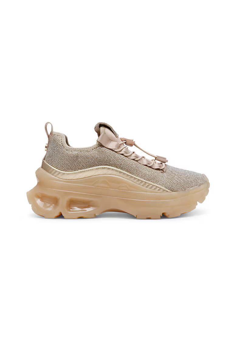 Steve Madden Pantofi sport cu platforma si strasuri Fabuluxe - Bej/Argintiu