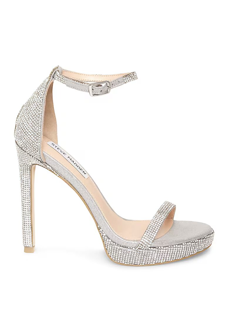 Steve Madden Sandale cu toc stiletto si strasuri - Argintiu