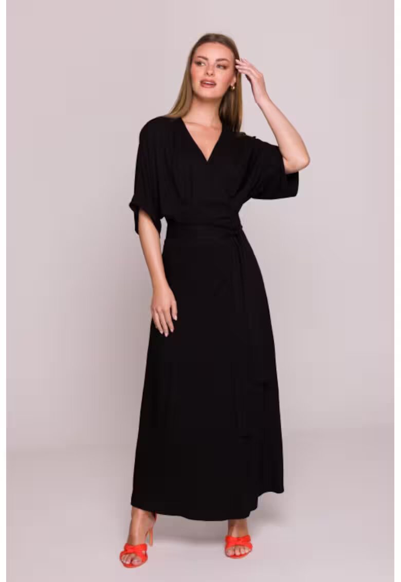 Stylove Rochie petrecuta maxi cu curea in talie - - Negru