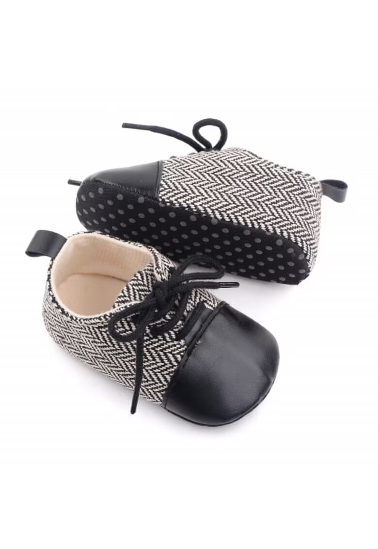 Superbaby Pantofi eleganti Model AL 20224 ZigZag - Textil - Pentru bebelusi - Baieti - 9-12 - Negru cu alb - - Multicolor
