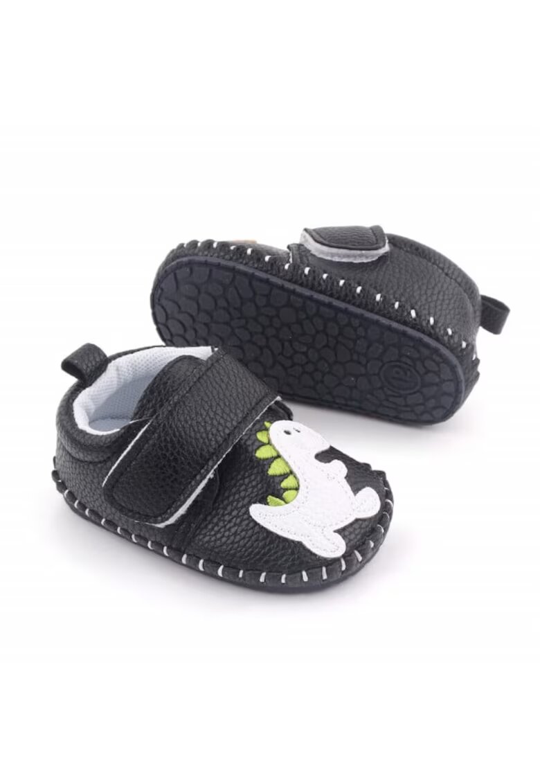 Superbaby Pantofi Model AL 19815 Dino - Pentru bebelusi - Piele ecologica - Baieti - 3-6 luni - Negru -