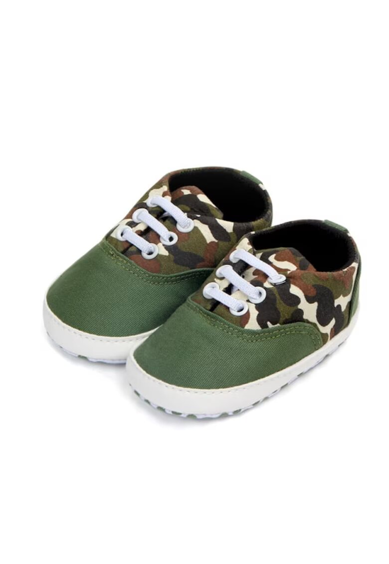 Superbaby Pantofi Model Army - Casual - Textil - Baieti - Siret - Verde