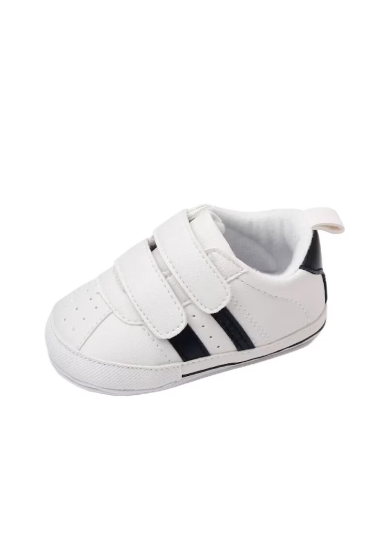 Superbaby Pantofi Sport Model Newe - Piele ecologica - Baieti - Velcro - Alb - Negru
