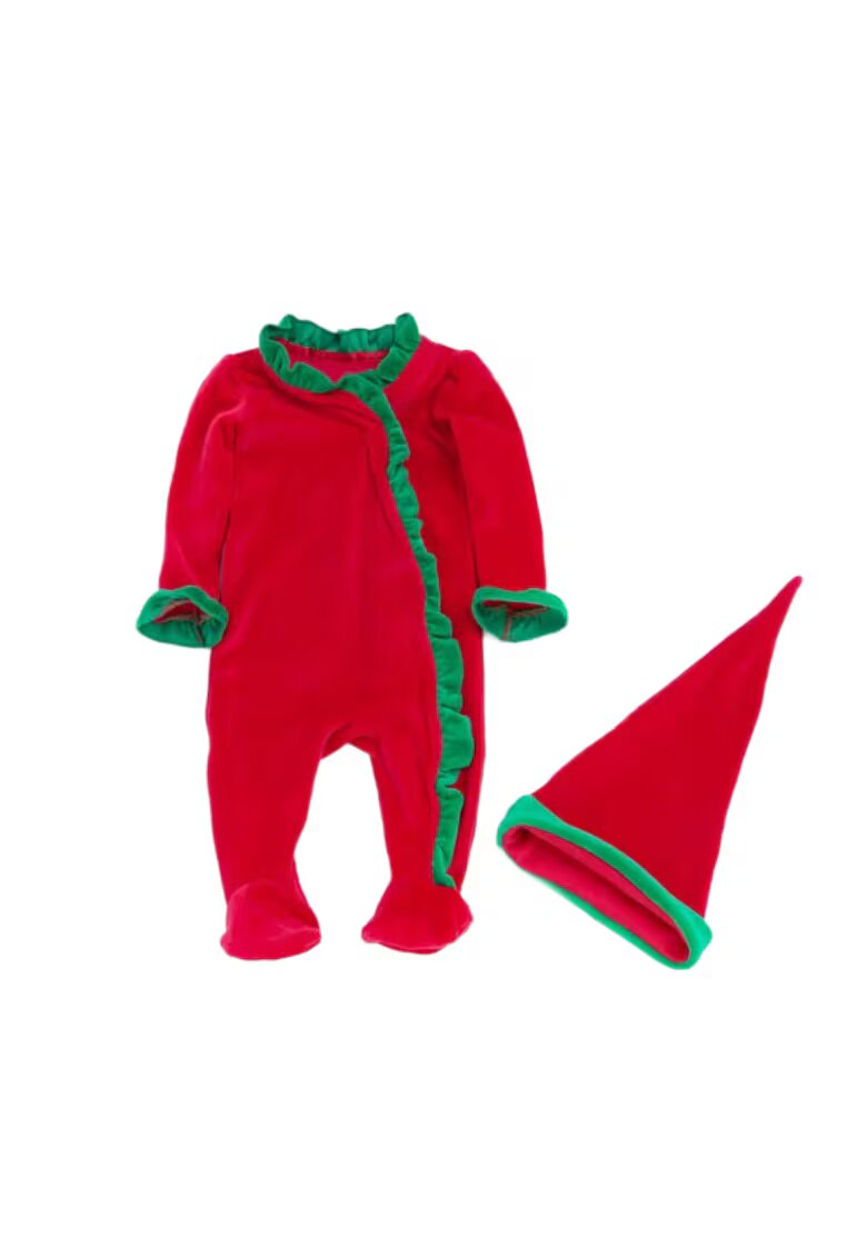 Superbaby Set Salopeta Cu Caciulita Cu Volanase Verzi - Uni - Casual - Fete - Maneca lunga - Multicolor