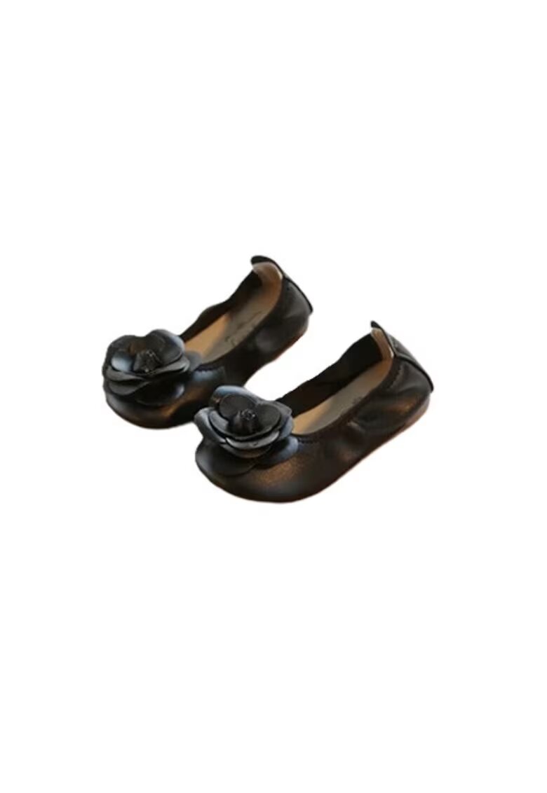 SuperBebeShop Balerini Model Trandafiras - Casual - Piele ecologica - Fete - Fara inchidere - Negru