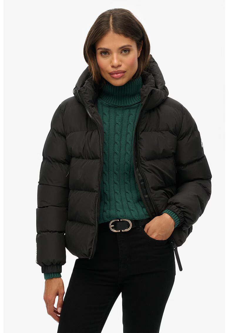 Superdry  Co Geaca scurta bufanta cu gluga - Negru