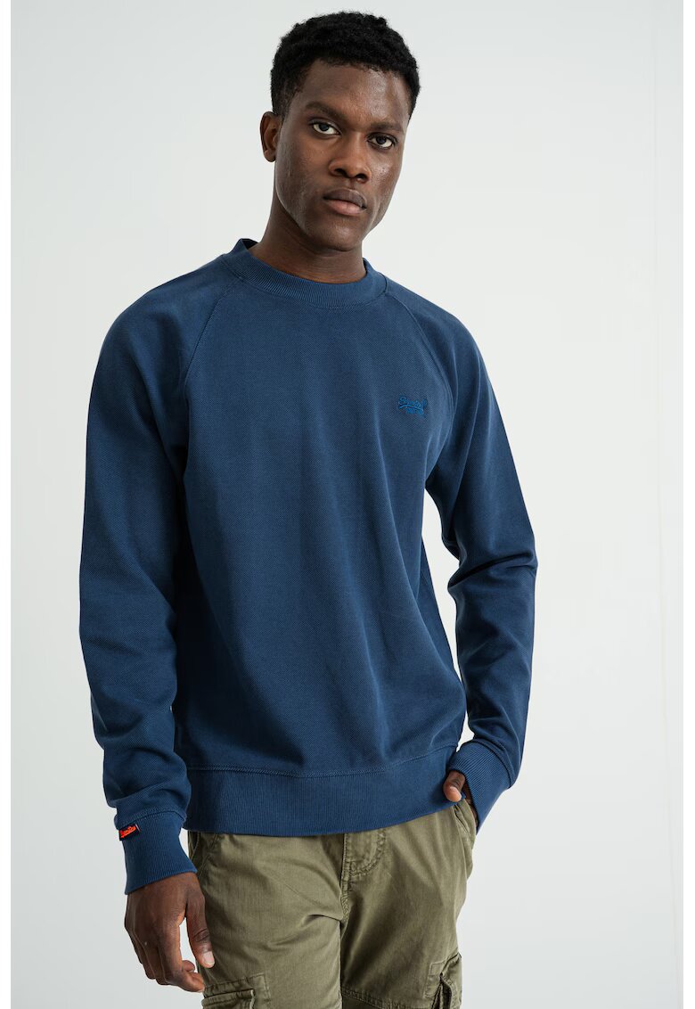 Superdry  Co SUPERDRY - Bluza de trening texturata cu maneci raglan Essential - Albastru inchis