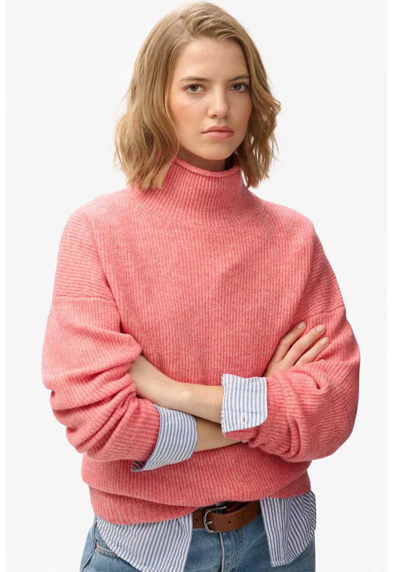 Superdry  Co SUPERDRY - Pulover cu guler inalt si maneci cazute - Coral