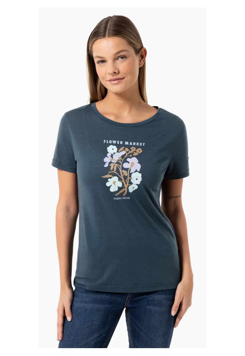 Supernatural Tricou din amestec de lana Flower Market - Albastru