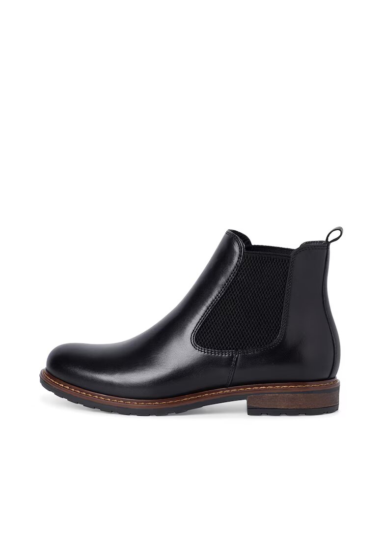 Tamaris Ghete Chelsea de piele intoarsa cu insertii elastice - Negru
