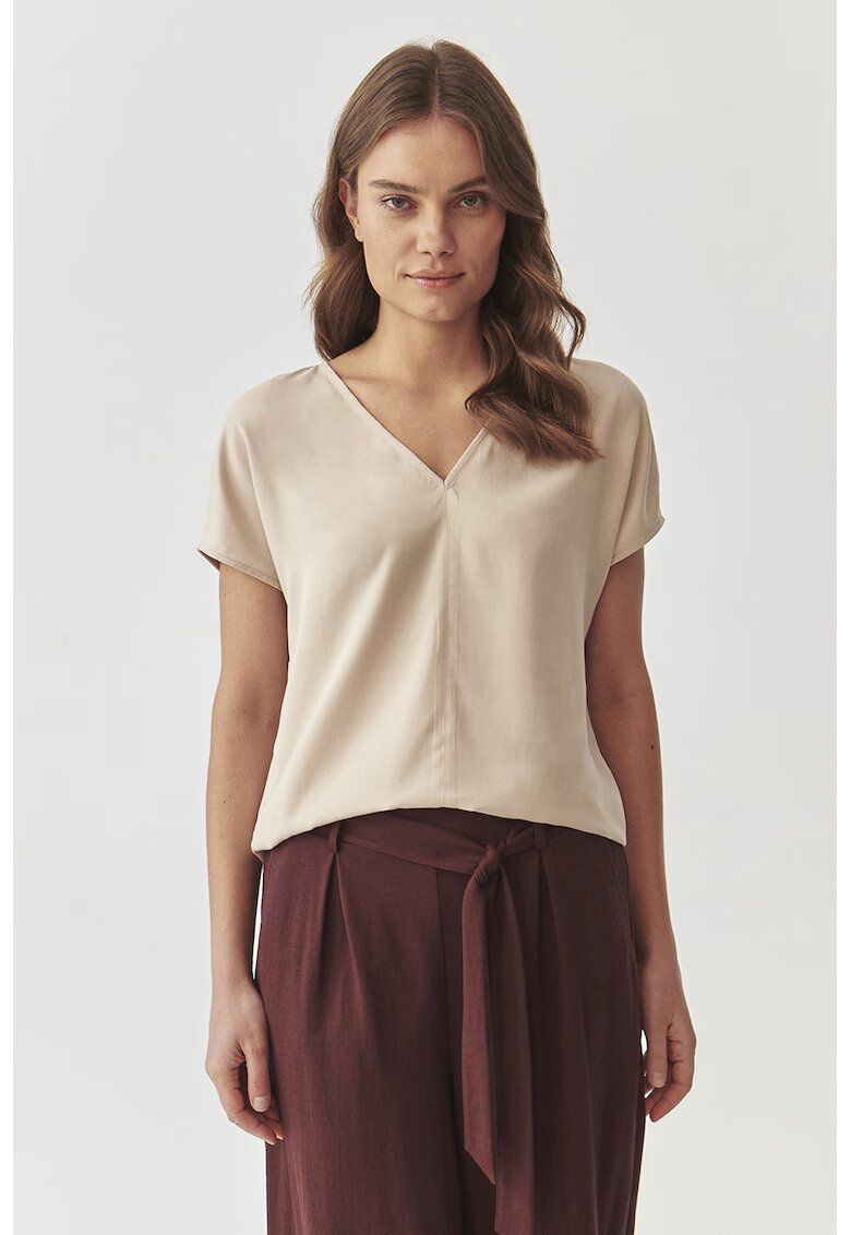 Tatuum Bluza de lyocell cu maneci scurte Siro - Crem