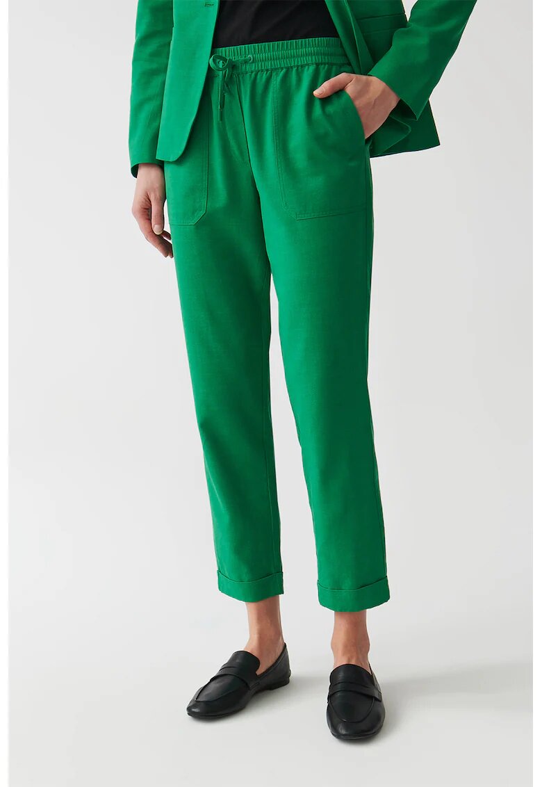 Tatuum Pantaloni crop cu snur Sudiki - Verde aquamarin