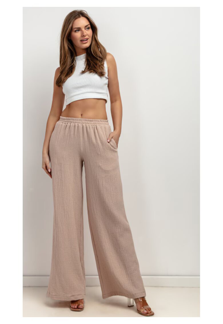 Tessita Pantaloni cu croiala ampla si aspect texturat