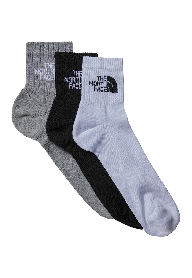 The North Face Set de sosete scurte cu imprimeu lofo pentru drumetii Multi Sport - 3 perechi - Alb/Negru/Gri