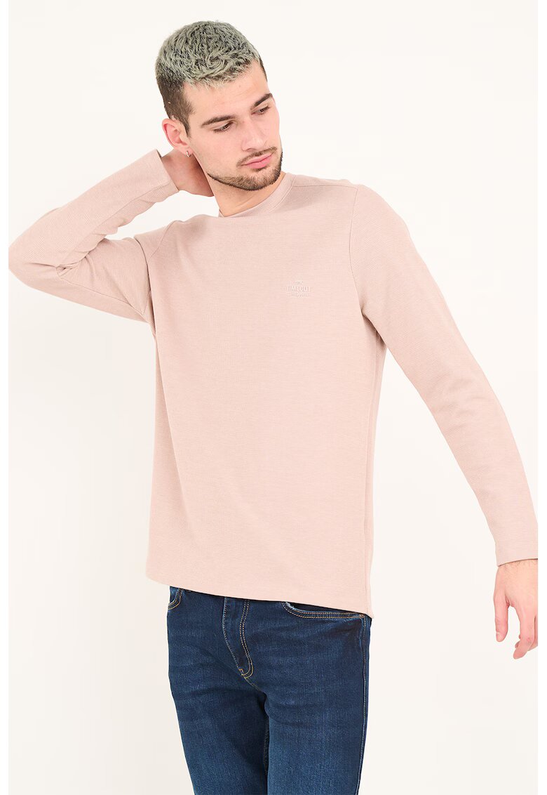 Timeout Bluza cu decolteu la baza gatului si model uni - Bej