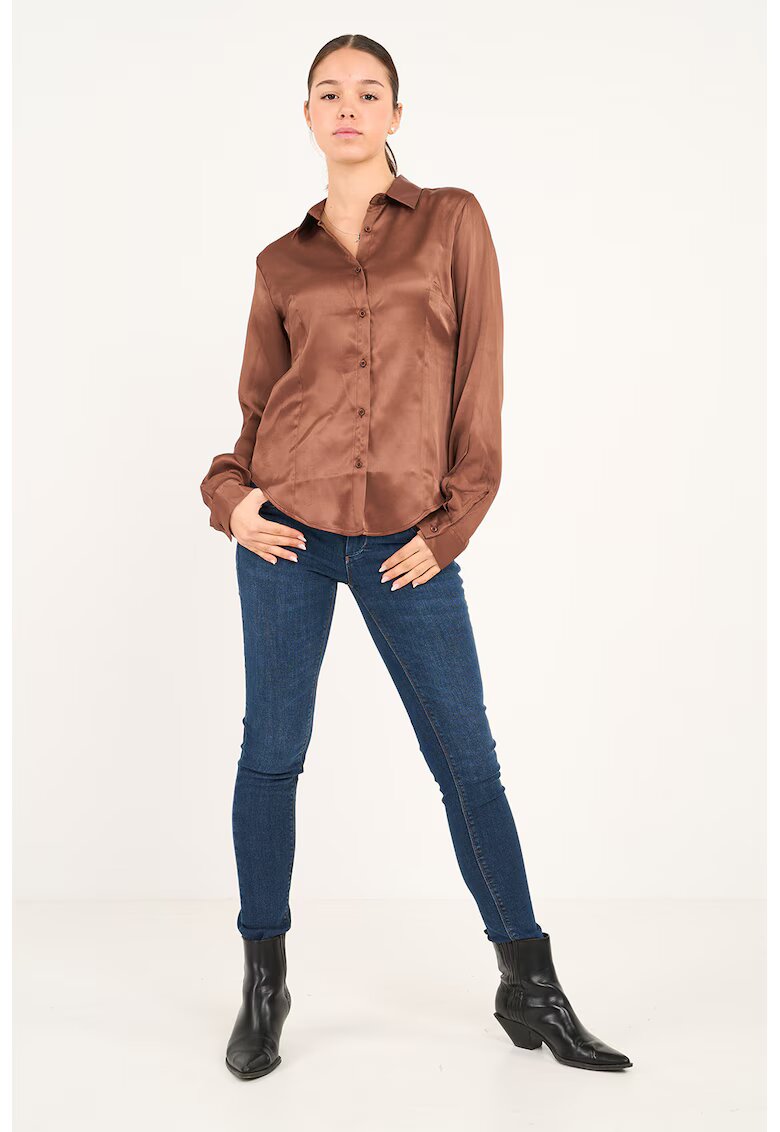 Timeout Camasa slim fit de satin - Caramel
