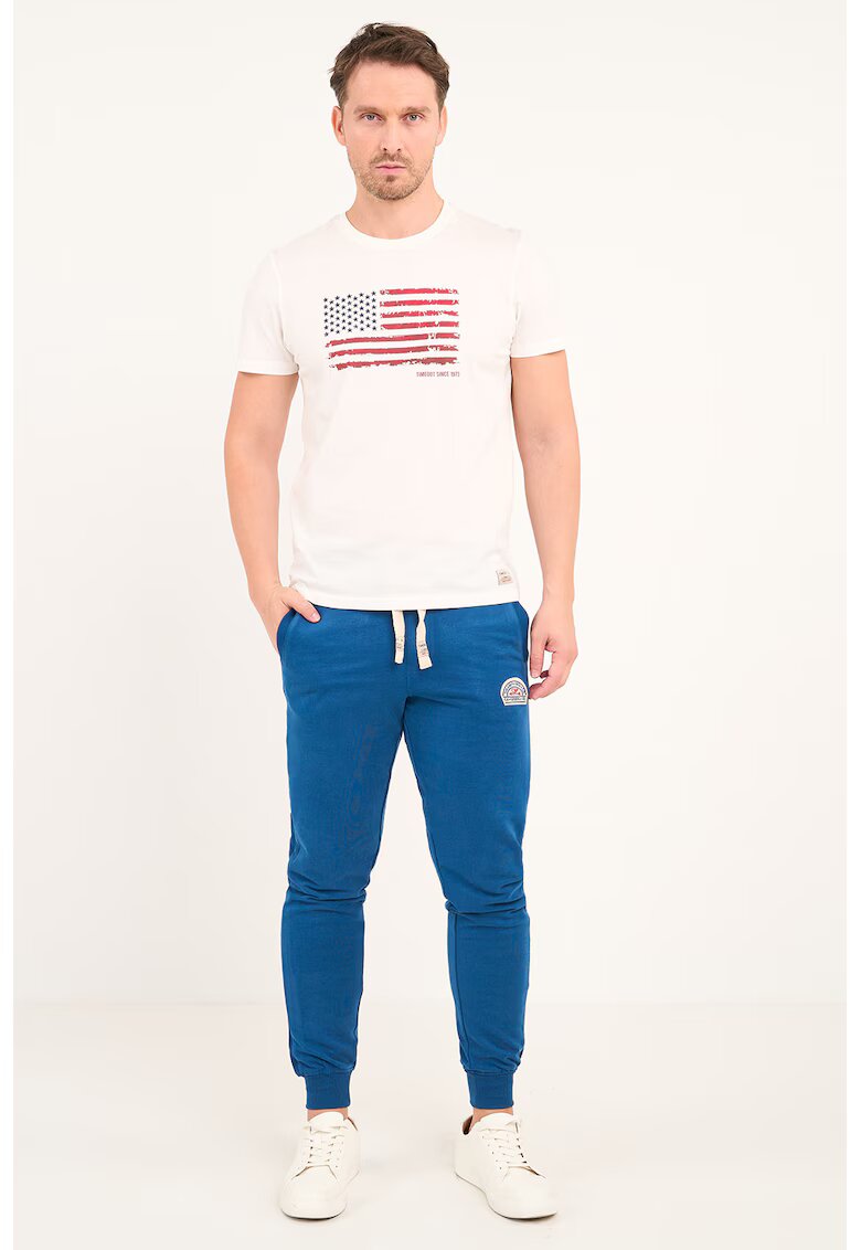 Timeout Pantaloni de trening cu snur si logo brodat - Albastru
