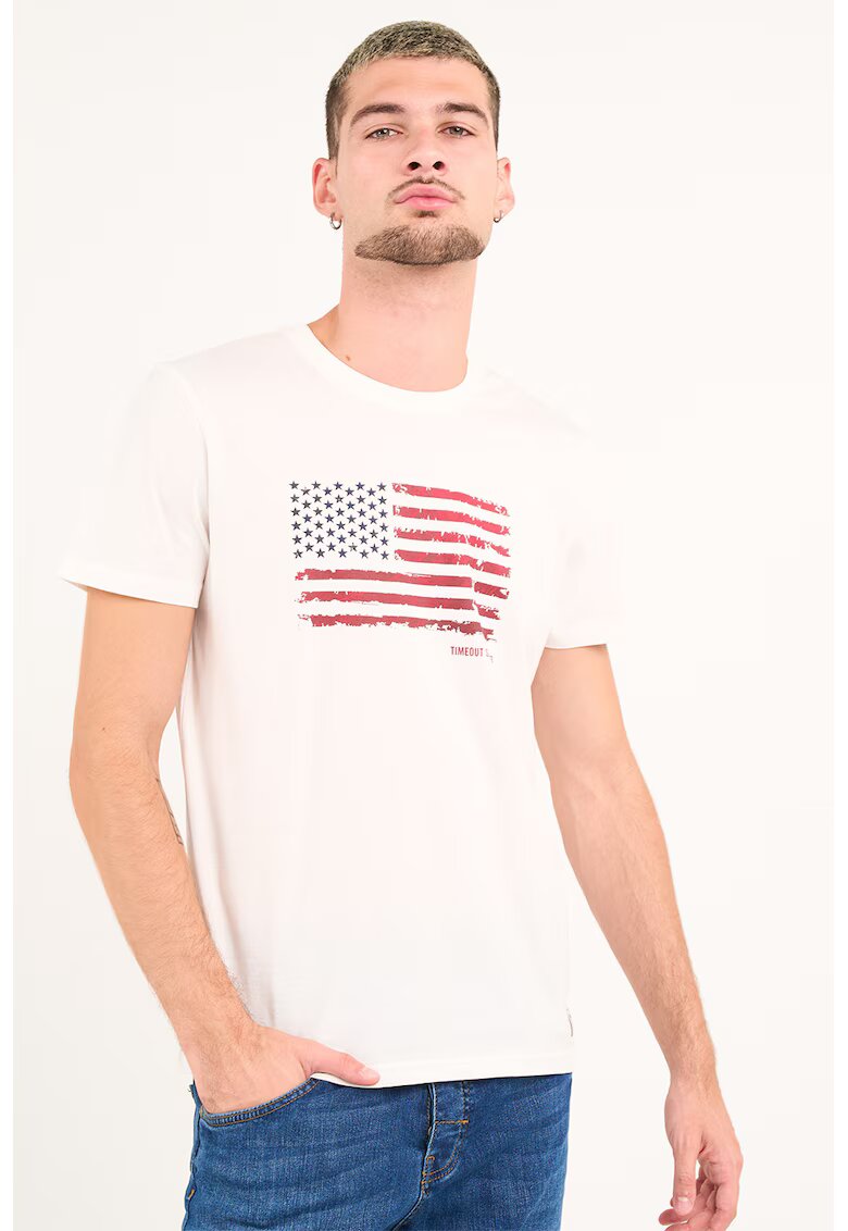 Timeout Tricou din bumbac cu logo - Rosu/Albastru inchis/Alb optic