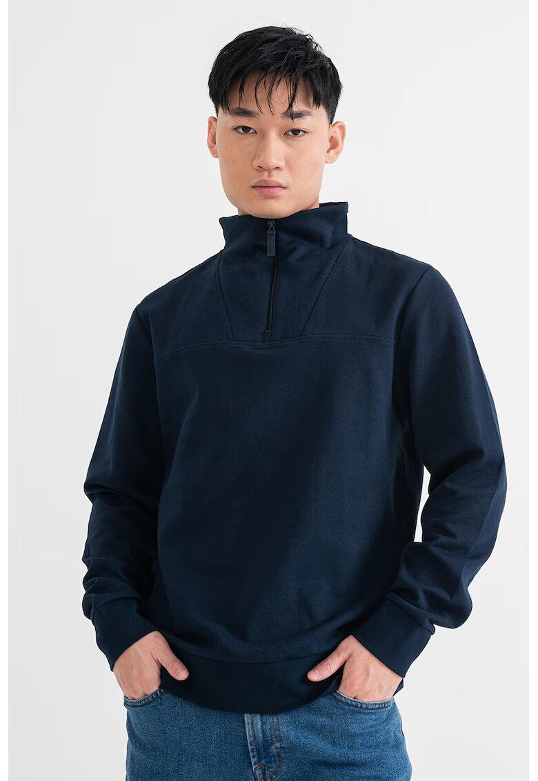 Tom Tailor Bluza de trening din amestec de bumbac cu fenta cu fermoar - Bleumarin