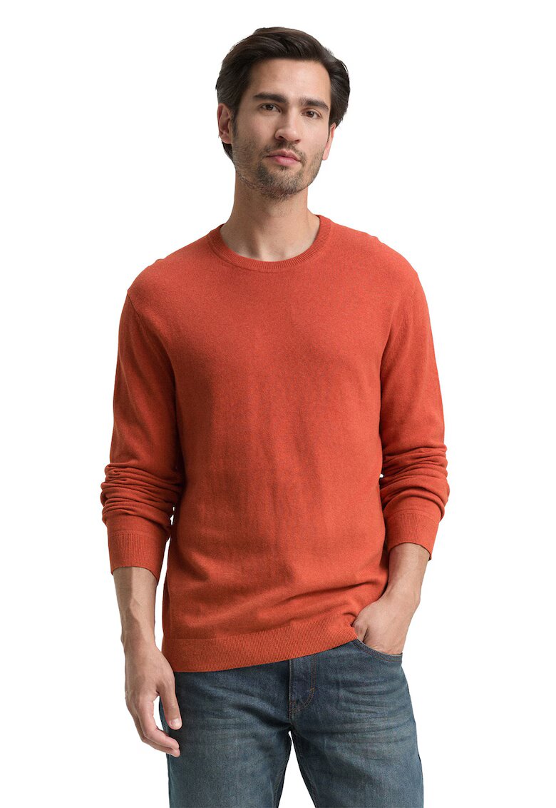 Tom Tailor Pulover din amestec de bumbac si casmir - Portocaliu mandarina