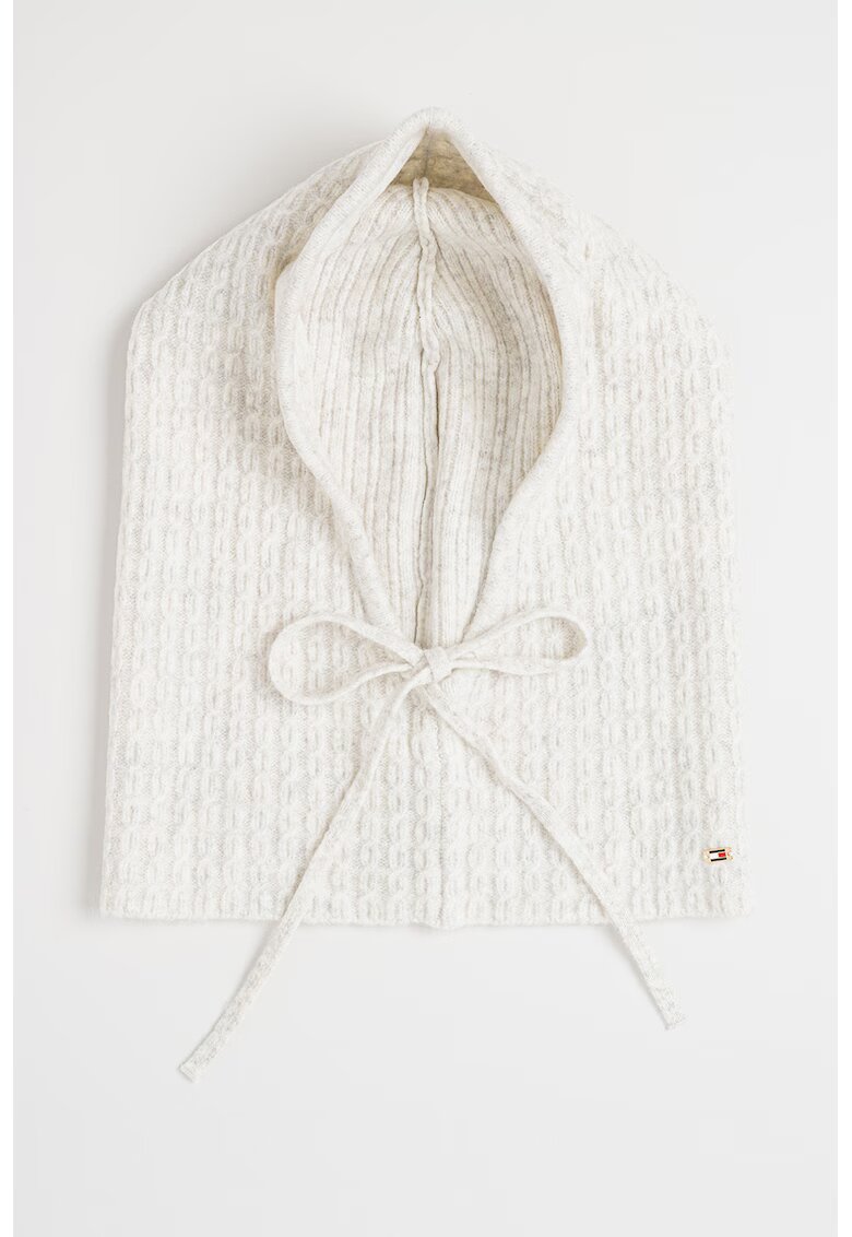 Tommy Hilfiger Balaclava cu model torsade - Alb fildes/Gri deschis